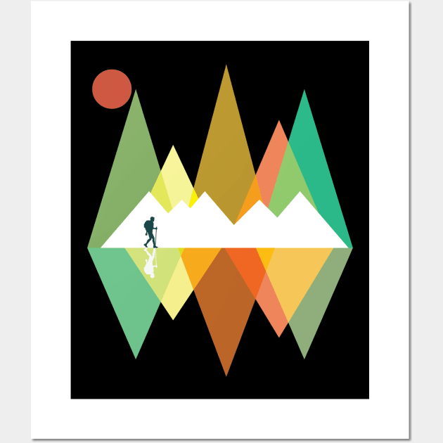 Hiking - Hiker In The Mountains Wall Art by Kudostees